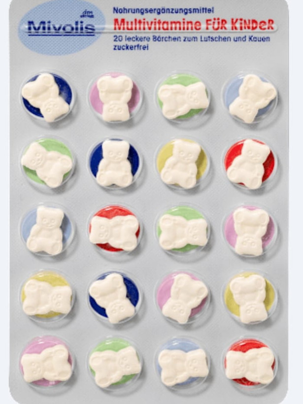 مولتی ویتامین جویدنی میولیوس مخصوص کودکان ورقه ایmivolis
