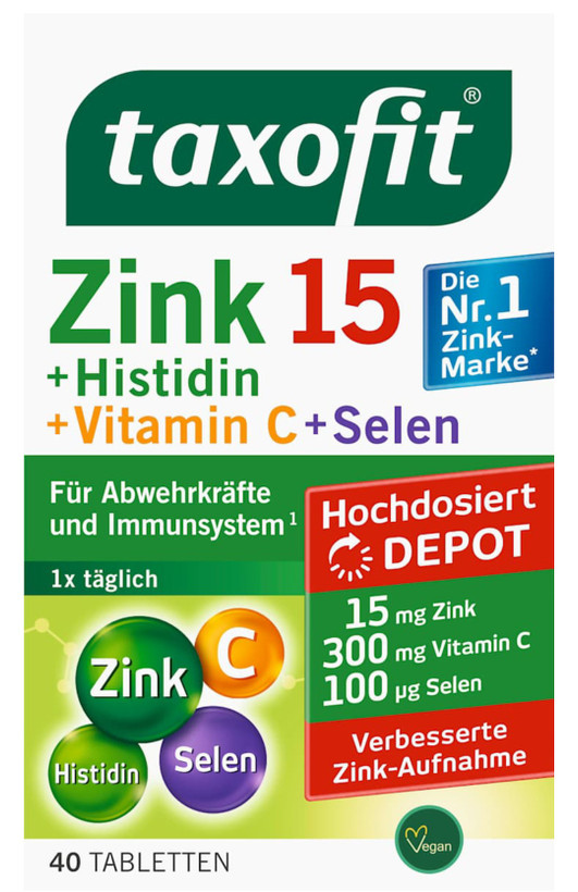 قرص زینک به همراه ویتامین سی و سلن برندtaxofit. (۴۰عددی)