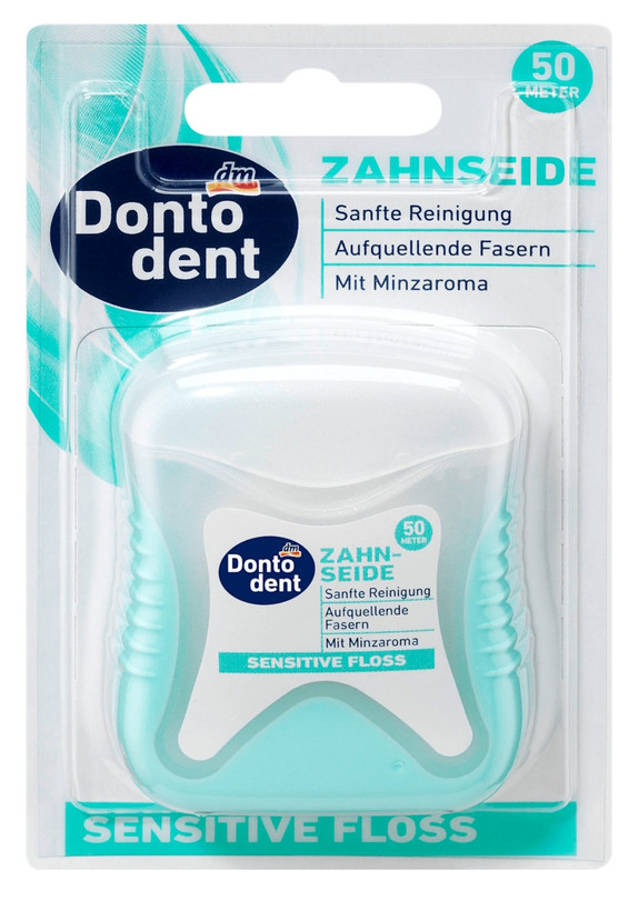 نخ دندان دنتمد DONTODENT مدل Sensitive Floss مخصوص دندانهای حساس با طعم نعناع – محصول اصل آلمان