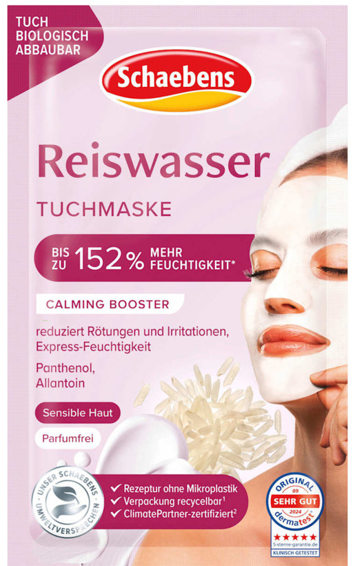 ماسک ورقهای آرامبخش صورت شابنز schaebens با آب برنج