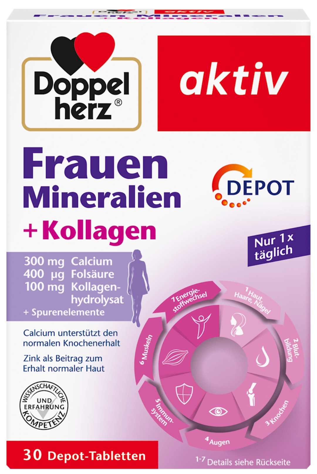 مکمل موادمعدنی و کلاژن مخصوص بانوان دابل هرتز Doppelherz Frauen Mineralien + Kollagen
