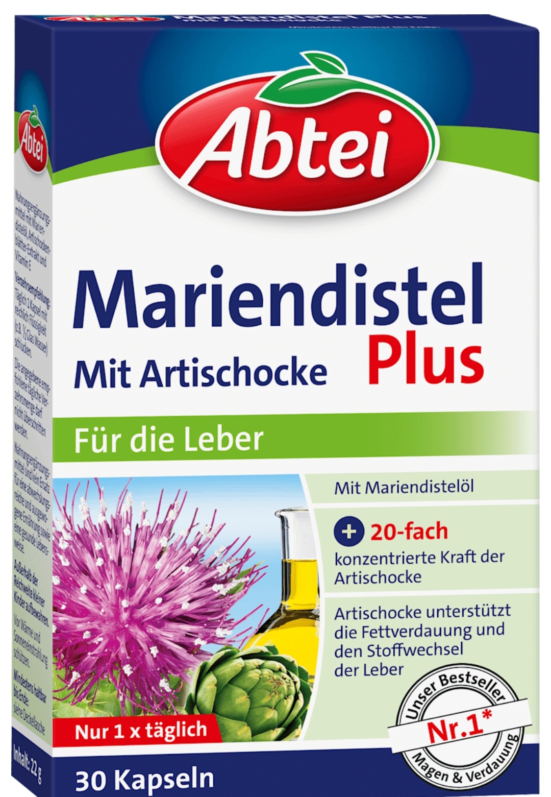 کپسول خارمریم پلاس برند آبتایAbtei – تقویت‌کننده طبیعی عملکرد کبدAbtei Mariendistel Plus Kapseln