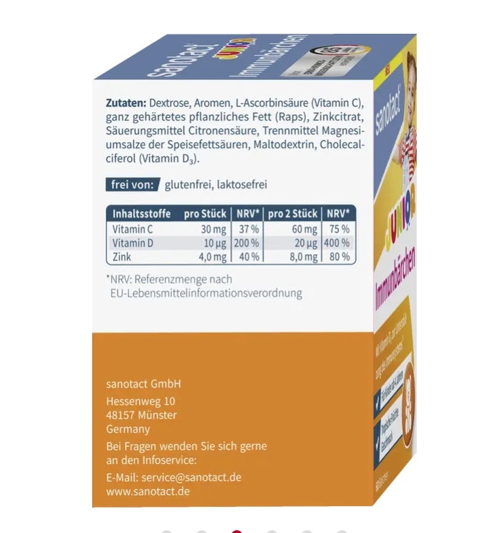 مکمل جویدنی تقویت‌کننده سیستم ایمنی کودکان سانوتکت –  Sanotact Junior Immunbärchen