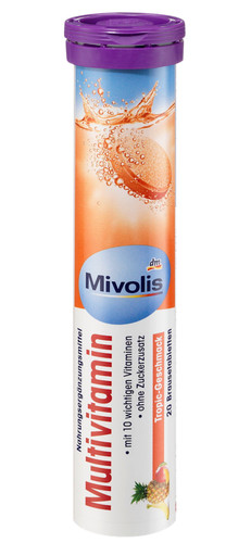 مولتی ویتامین جوشان با طعم گرمسیری میولیس (Mivolis Multivitamin Brausetabletten Tropic)