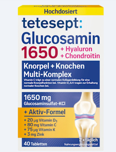 کپسول گلوکزامین 1650 تقویت مفاصل تتسپت (tetesept Glucosamin 1650 Kapseln)