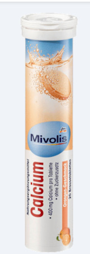 قرص جوشان کلسیم ۴۰۰ میلیگرم با طعم پرتقال میوولیس (Mivolis Calcium 400 mg Brausetabletten Orange)