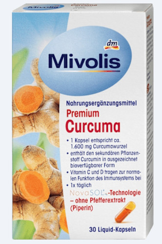 کپسول کورکومین(زردچوبه) پریمیوم مایع میوولیس با جذب بالا (Mivolis Premium Curcuma Liquid Kapseln)