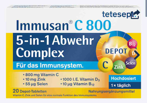قرص تقویت سیستم ایمنی ایمیونسان C 800 دپوت تتسپت (tetesept Immusan C 800 Depot Complex Tabletten)